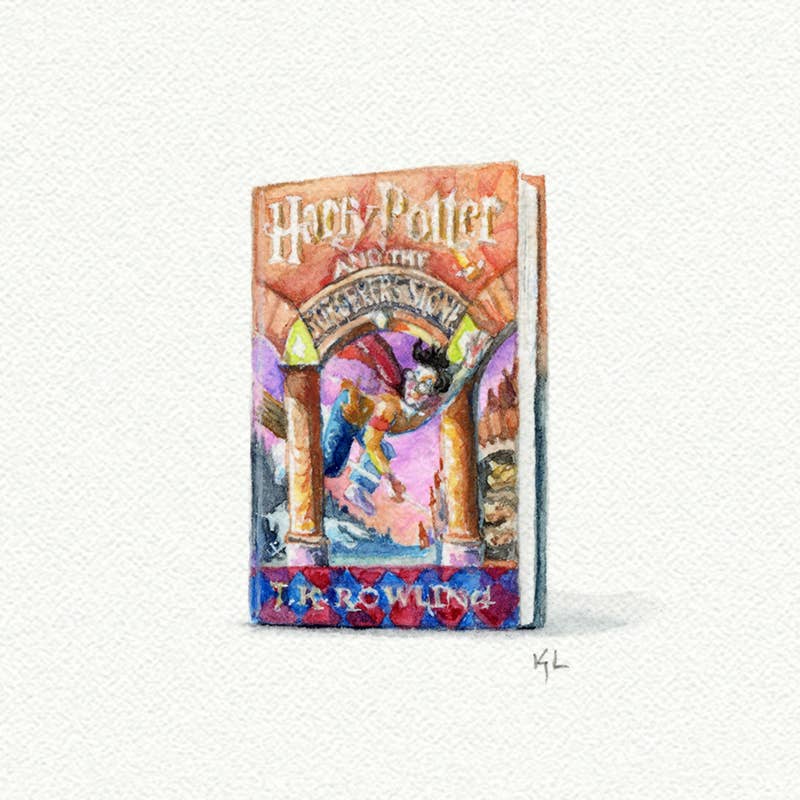 Harry Potter Book Miniature Watercolor Print