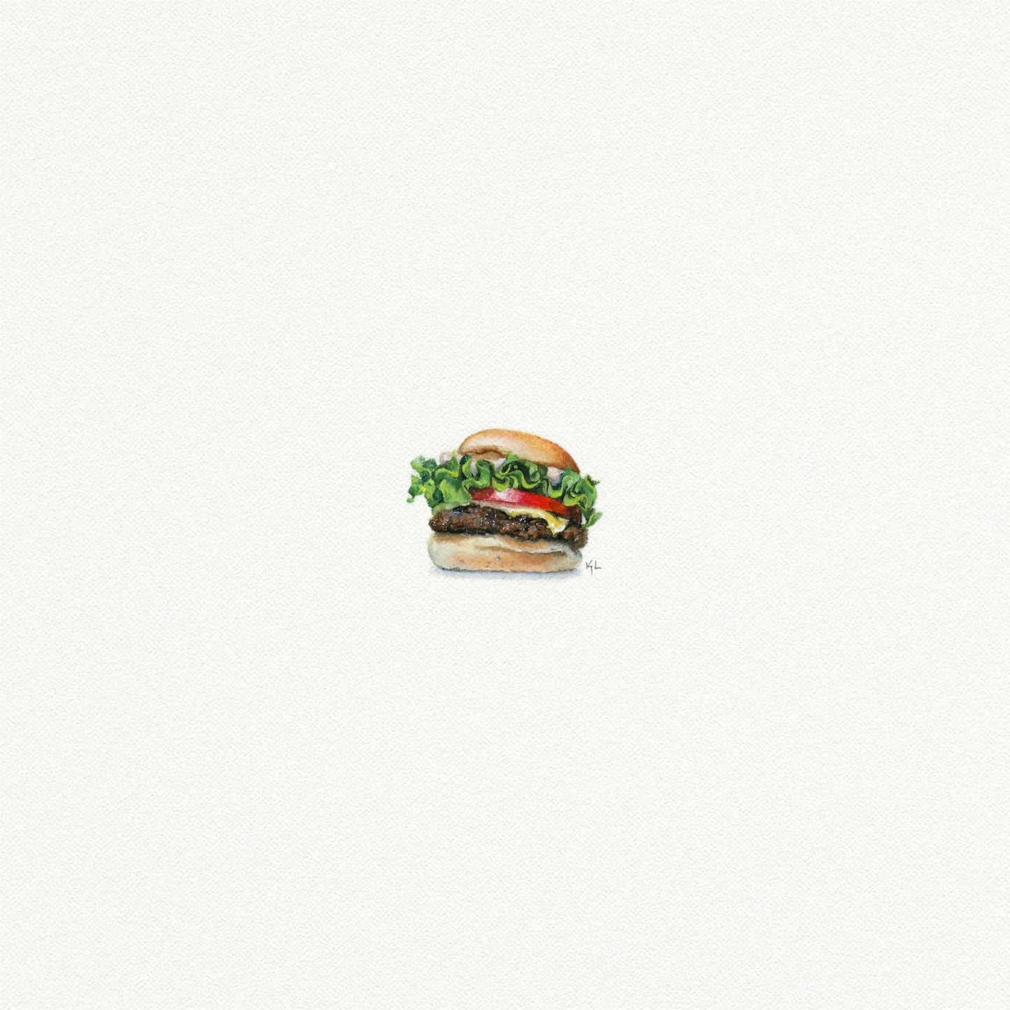 Cheeseburger Miniature Watercolor Print