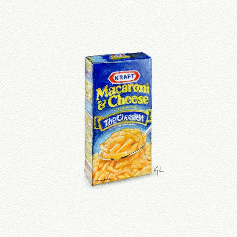 Kraft Mac and Cheese Miniature Watercolor Print