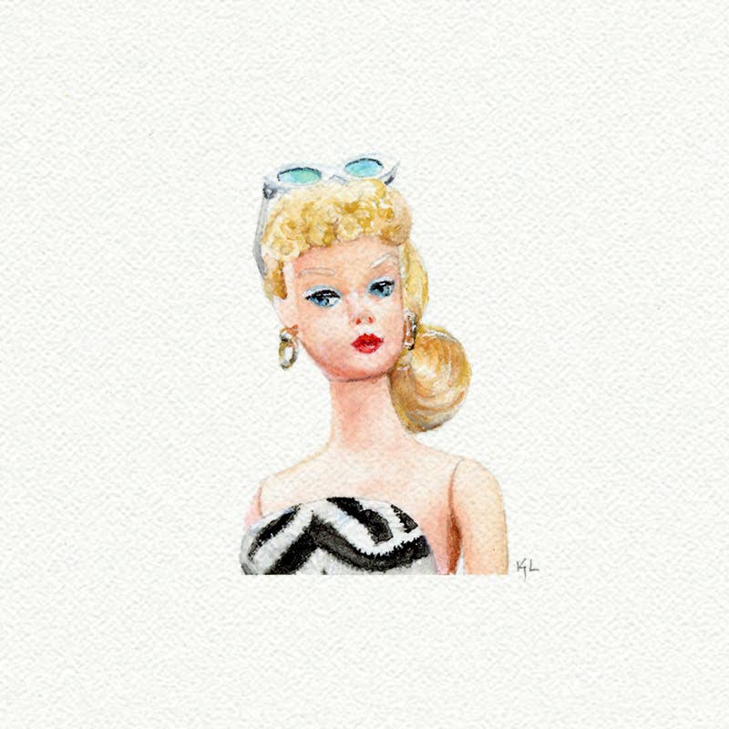 Barbie Miniature Watercolor Print
