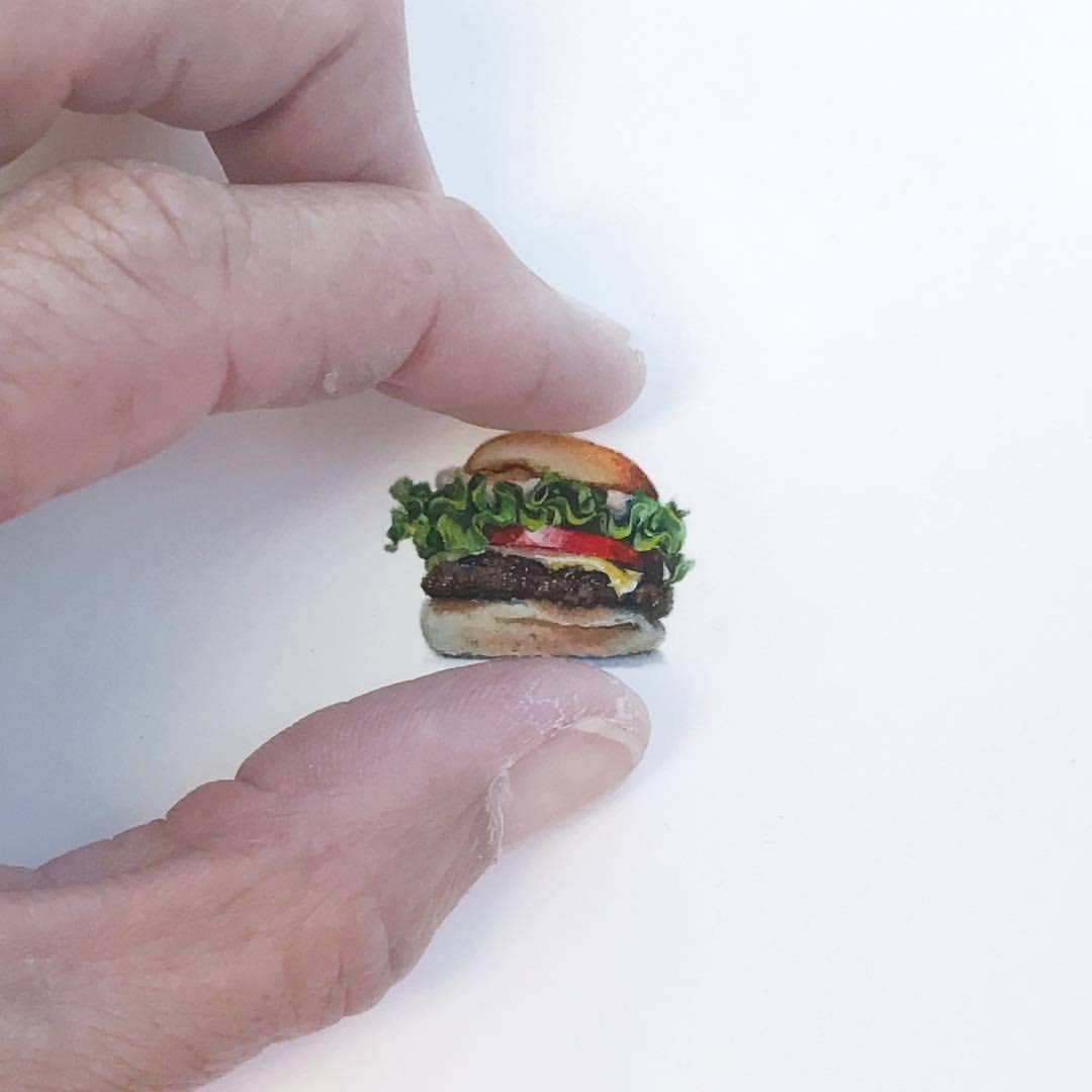Cheeseburger Miniature Watercolor Print