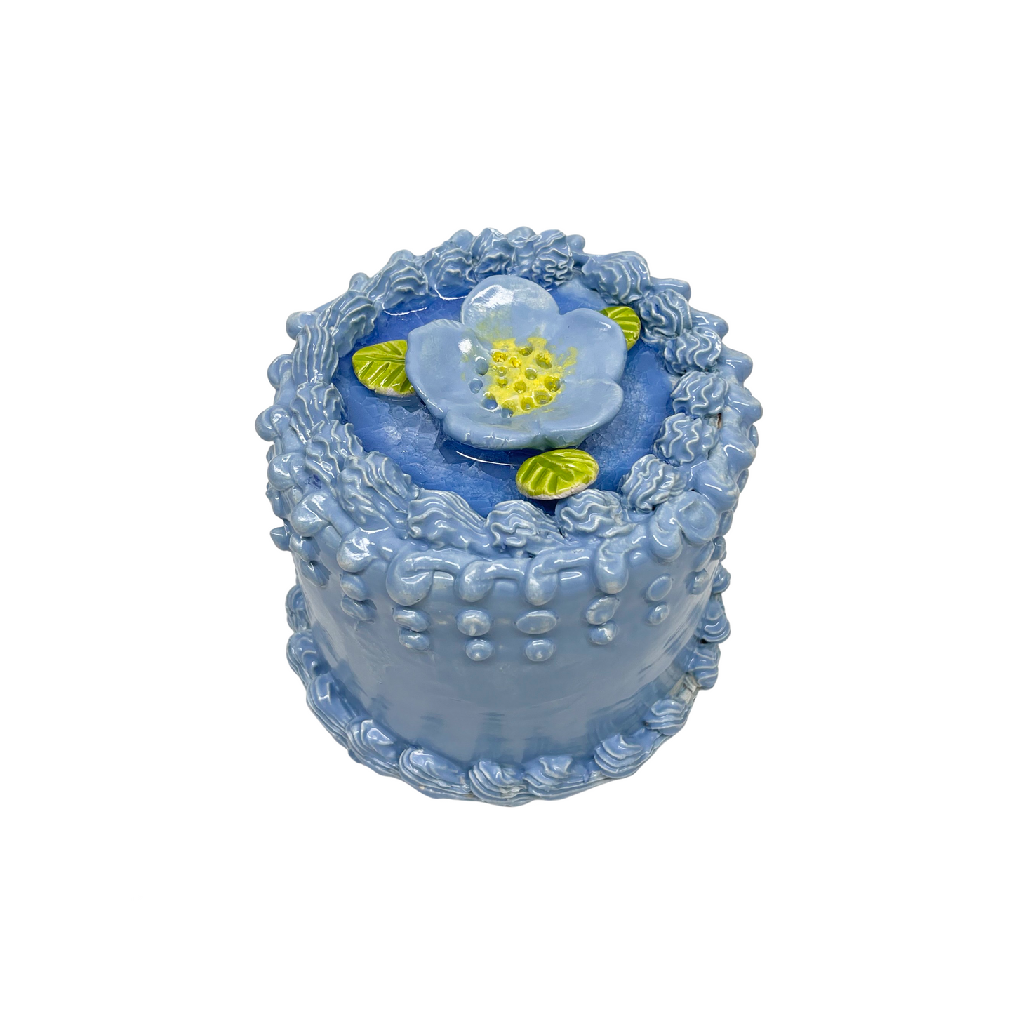 Blue Cake With Blue Flowers And Brûlée 1