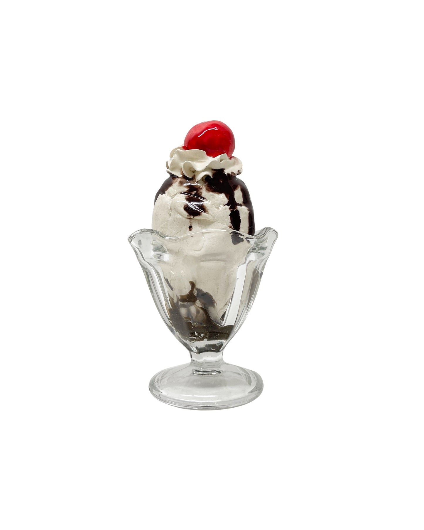 Vanilla Sundae with Chocolate Syrup and Cherry