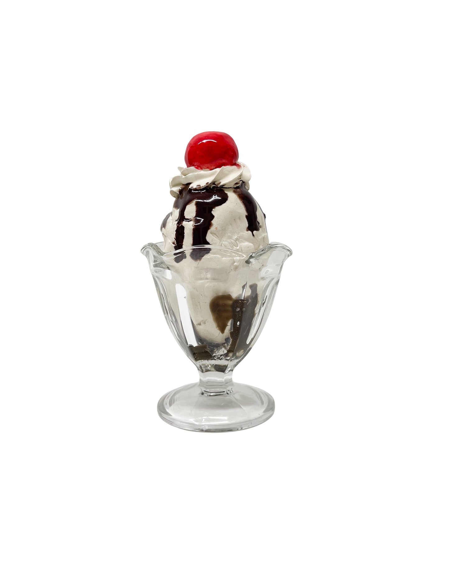 Vanilla Sundae with Chocolate Syrup and Cherry