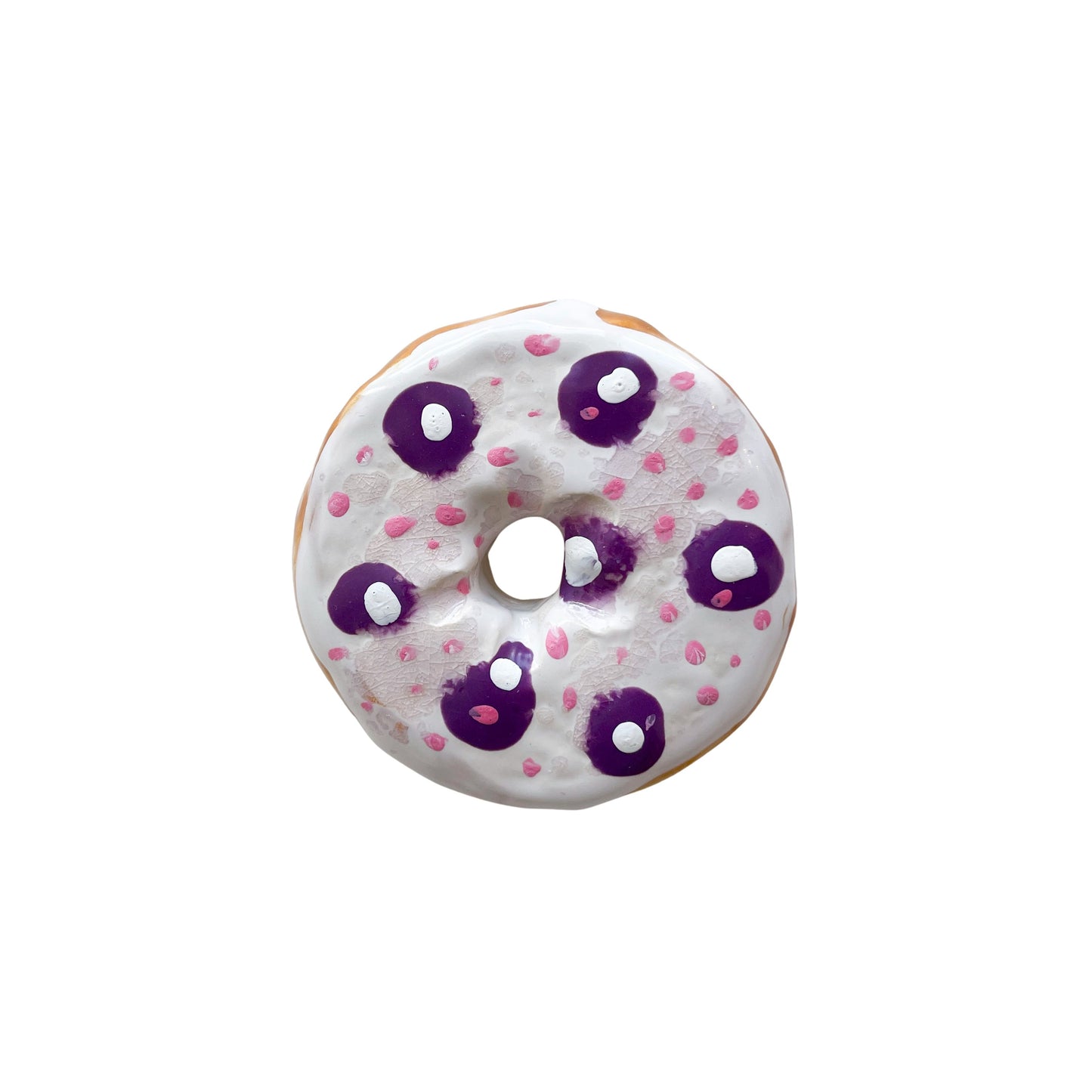 Vanilla Donut With Ube and Strawberry Drops