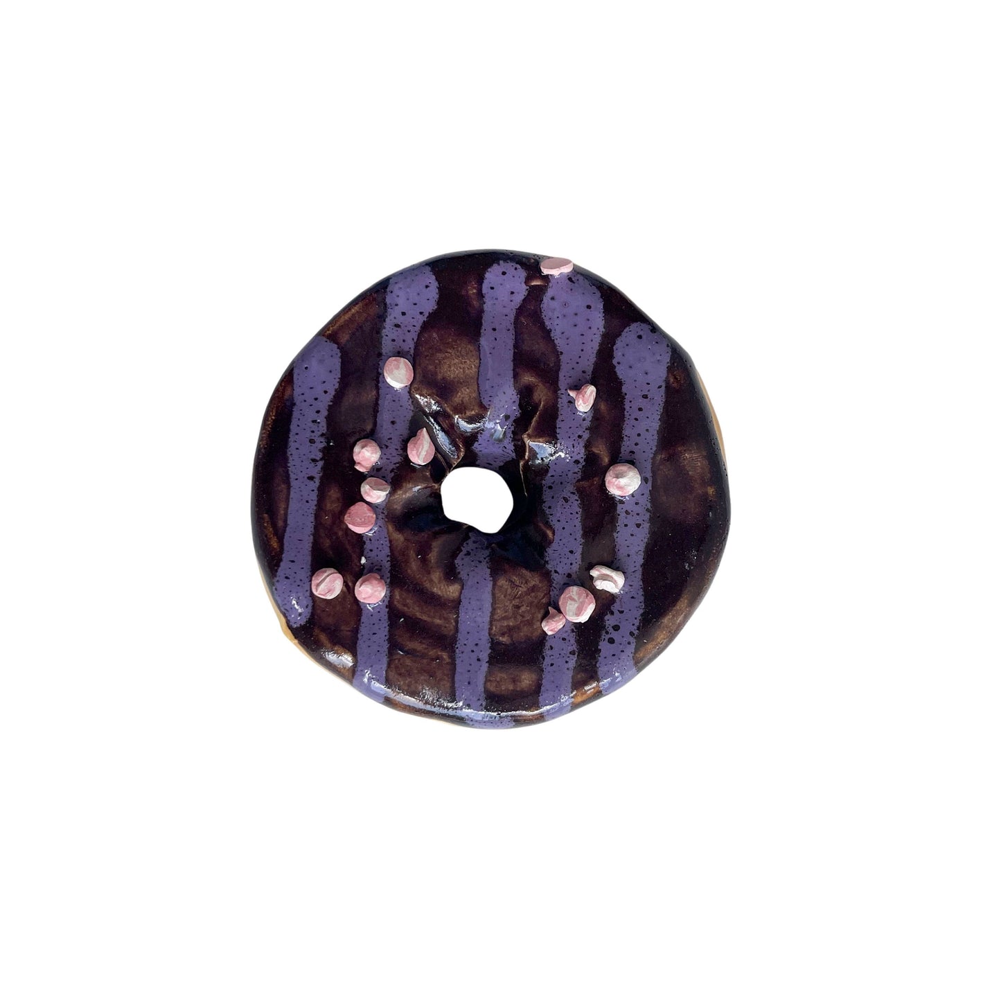 Chocolate Donut With Purple Stripes and Chips