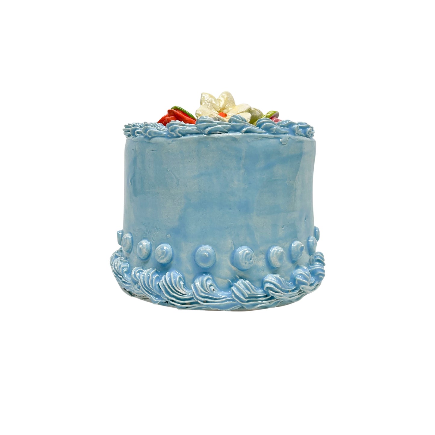 Flower Topped Blue Cake 88