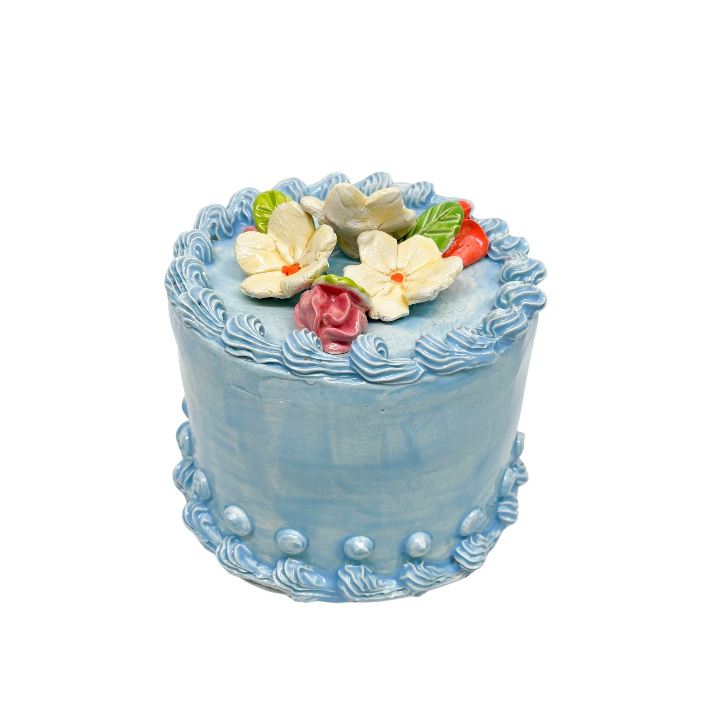 Flower Topped Blue Cake 88