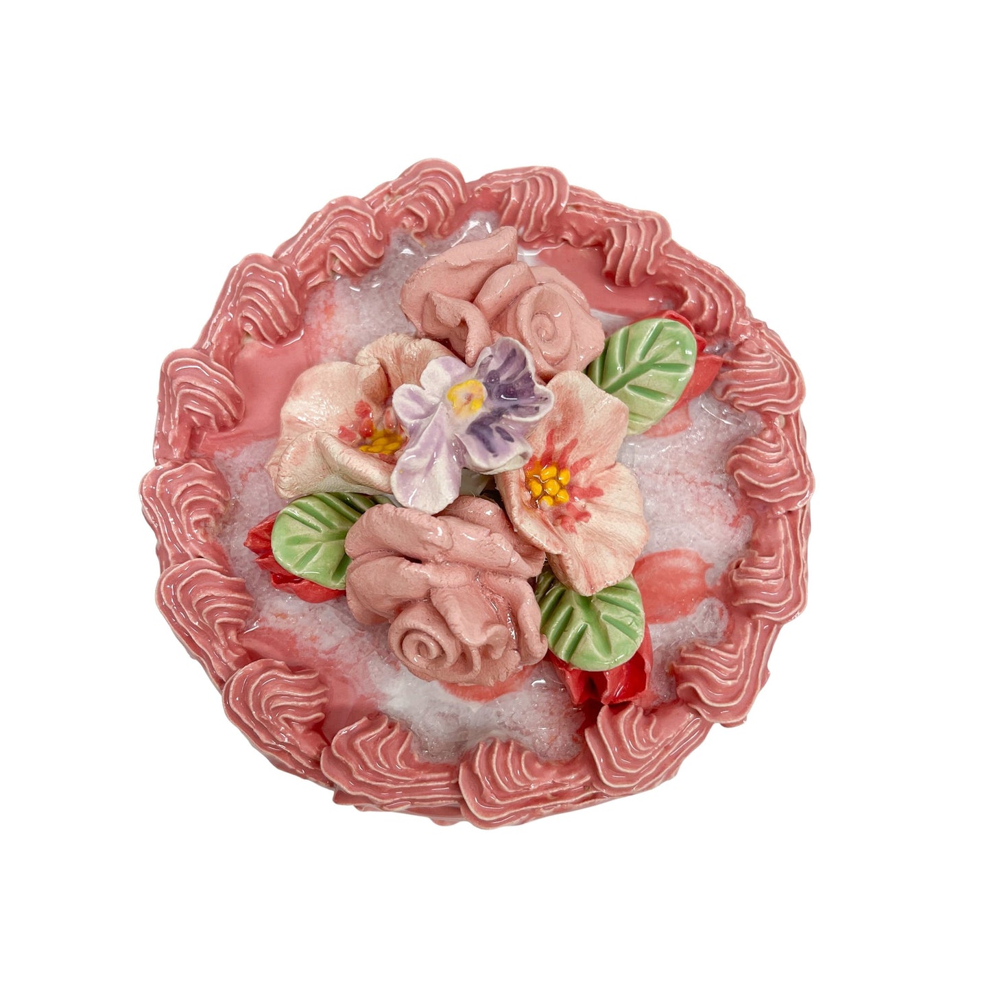 Strawberry Cake With Sugar And Flower Bouquet 1