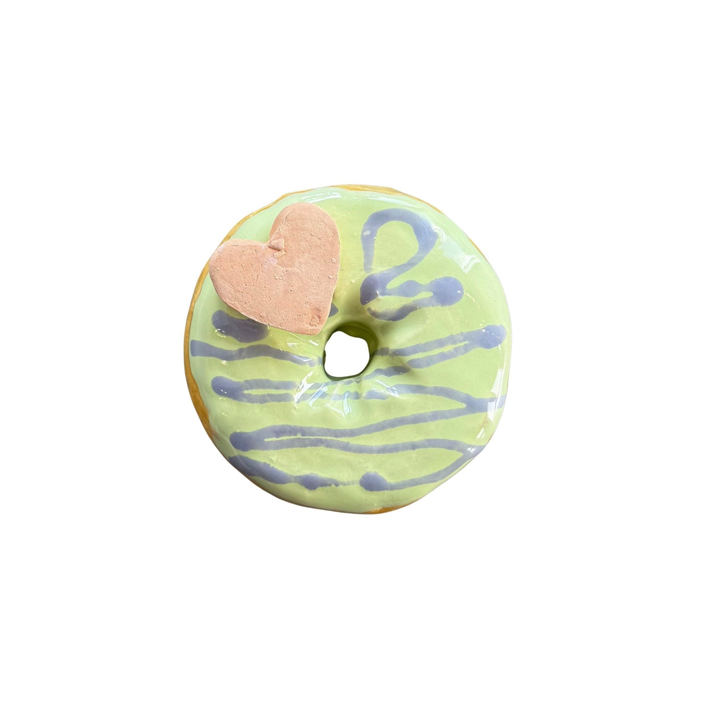 Matcha Donut With Orange Conversation Heart