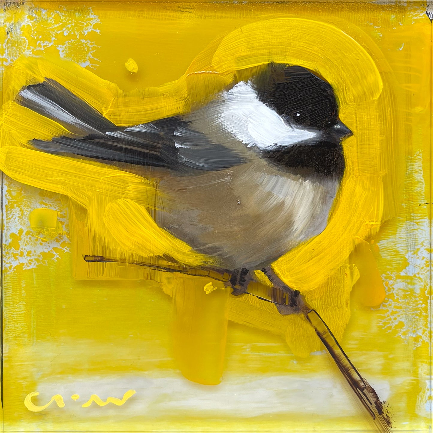 Chickadee On Yellow