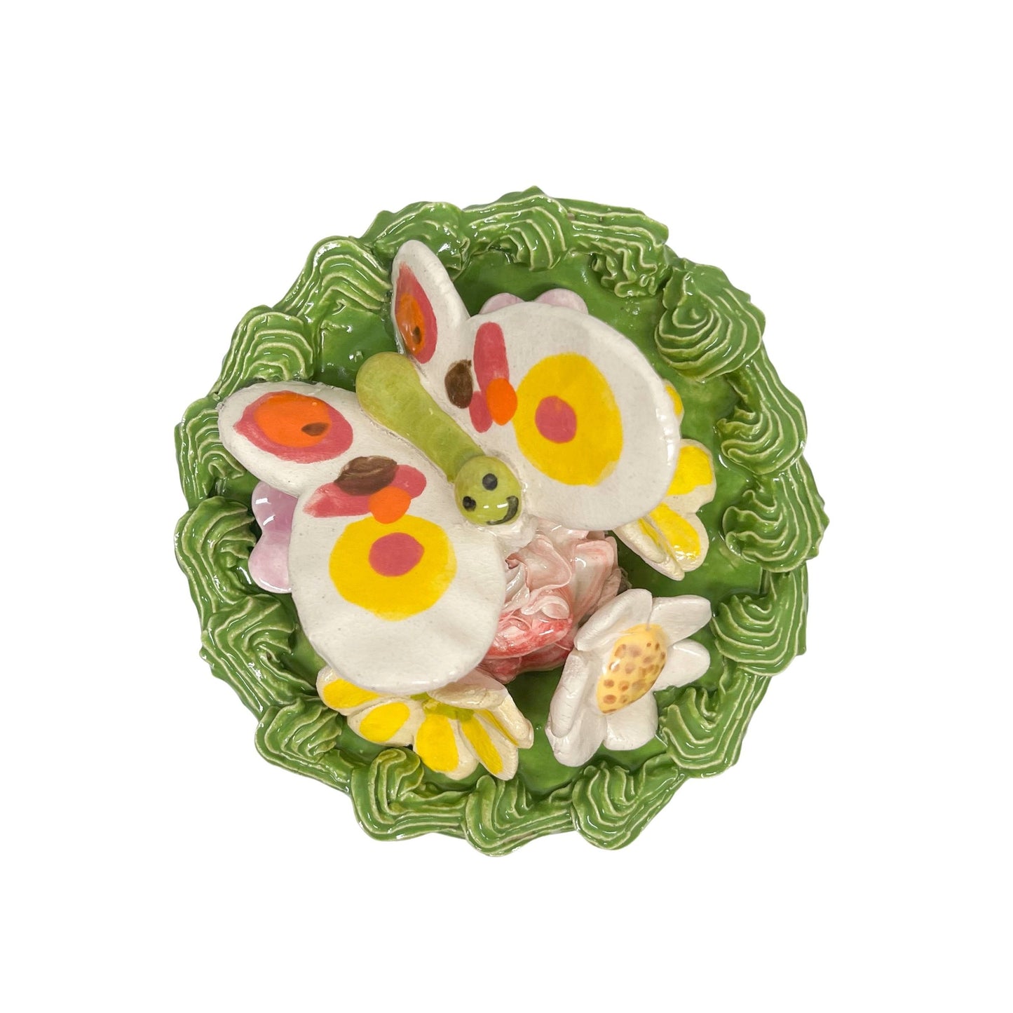 Green Cake With Butterfly And Flowers 2