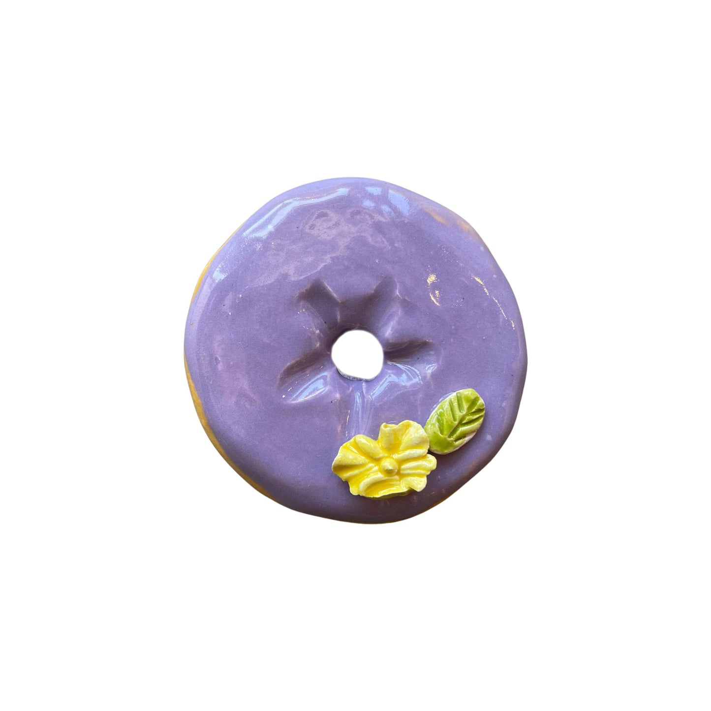 Lavender Donut with Yellow Hibiscus
