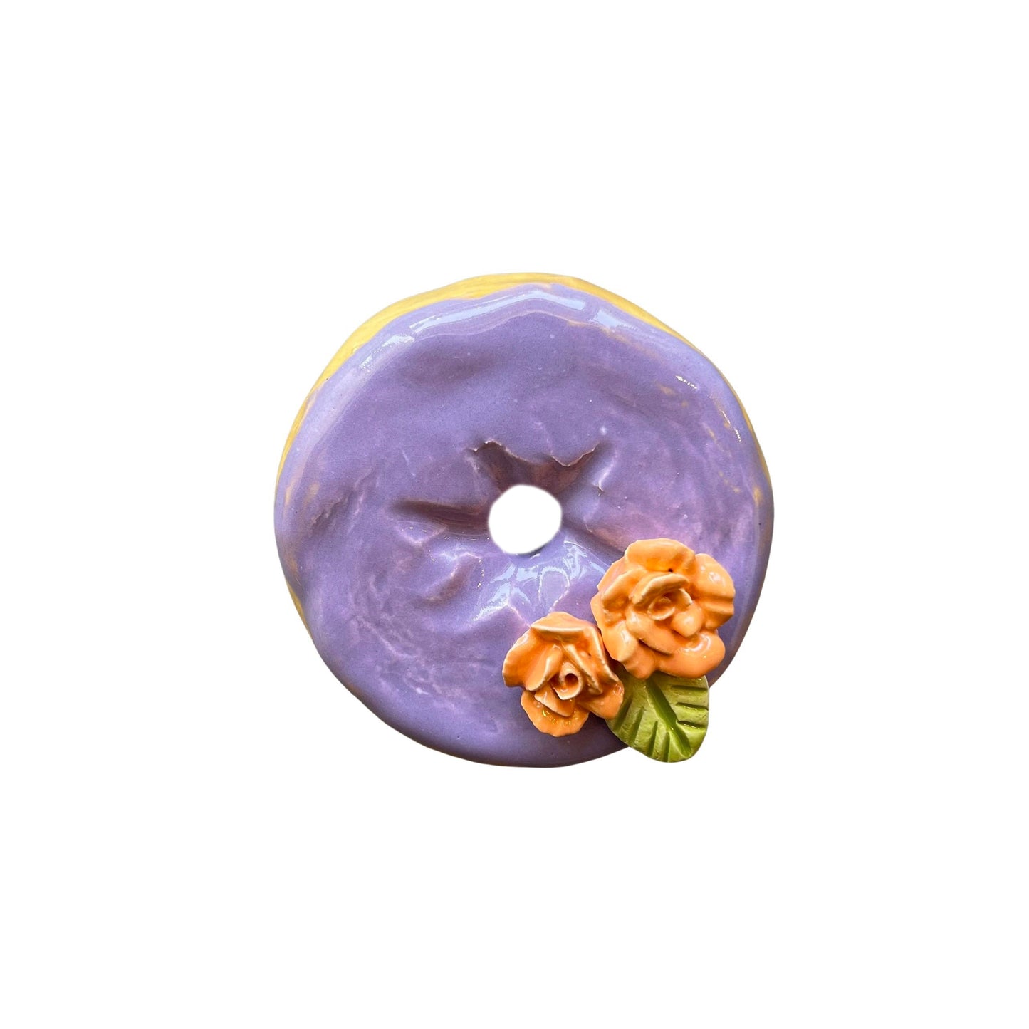 Lavender Donut With Orange Roses