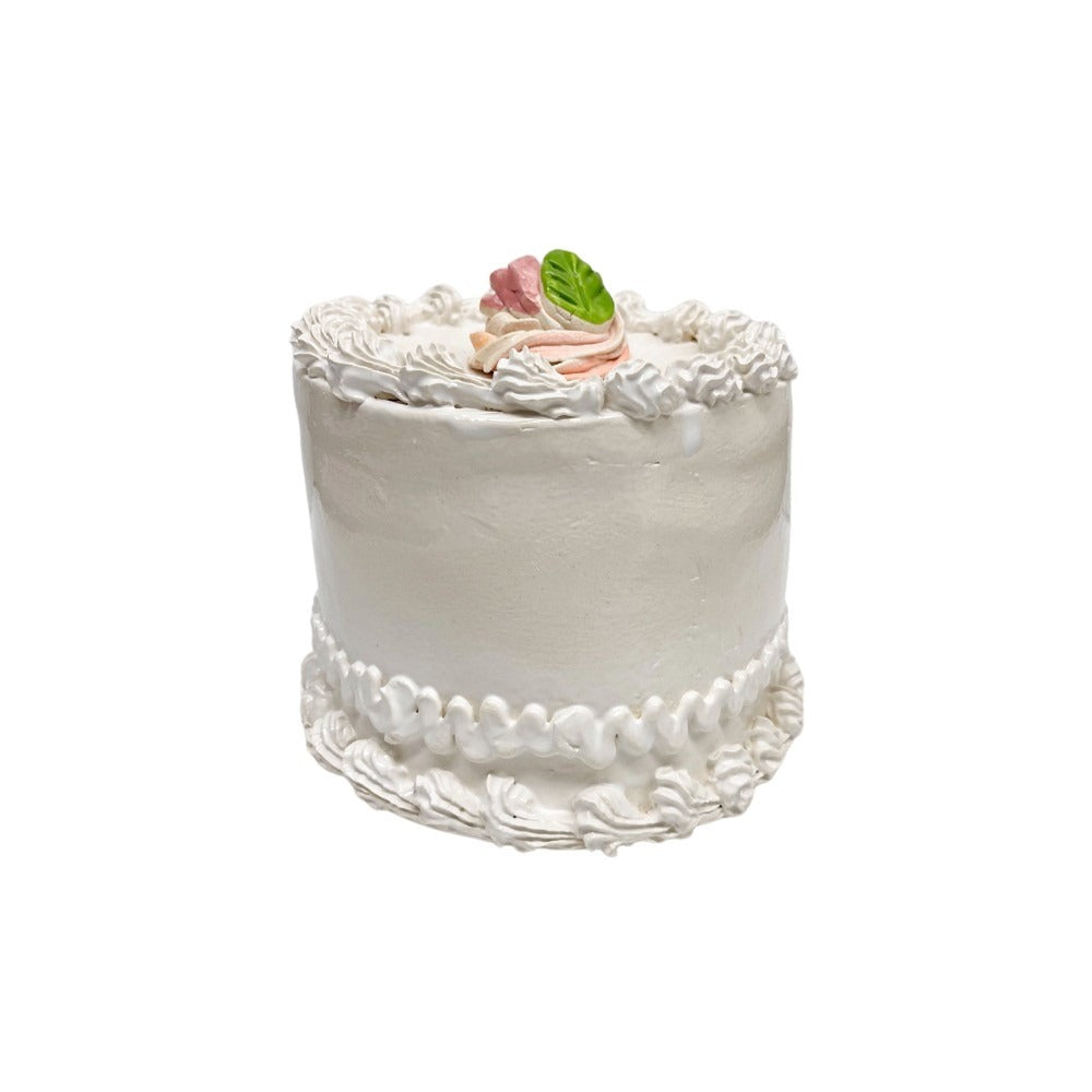 Pink Rosette Topped Vanilla Cake 1