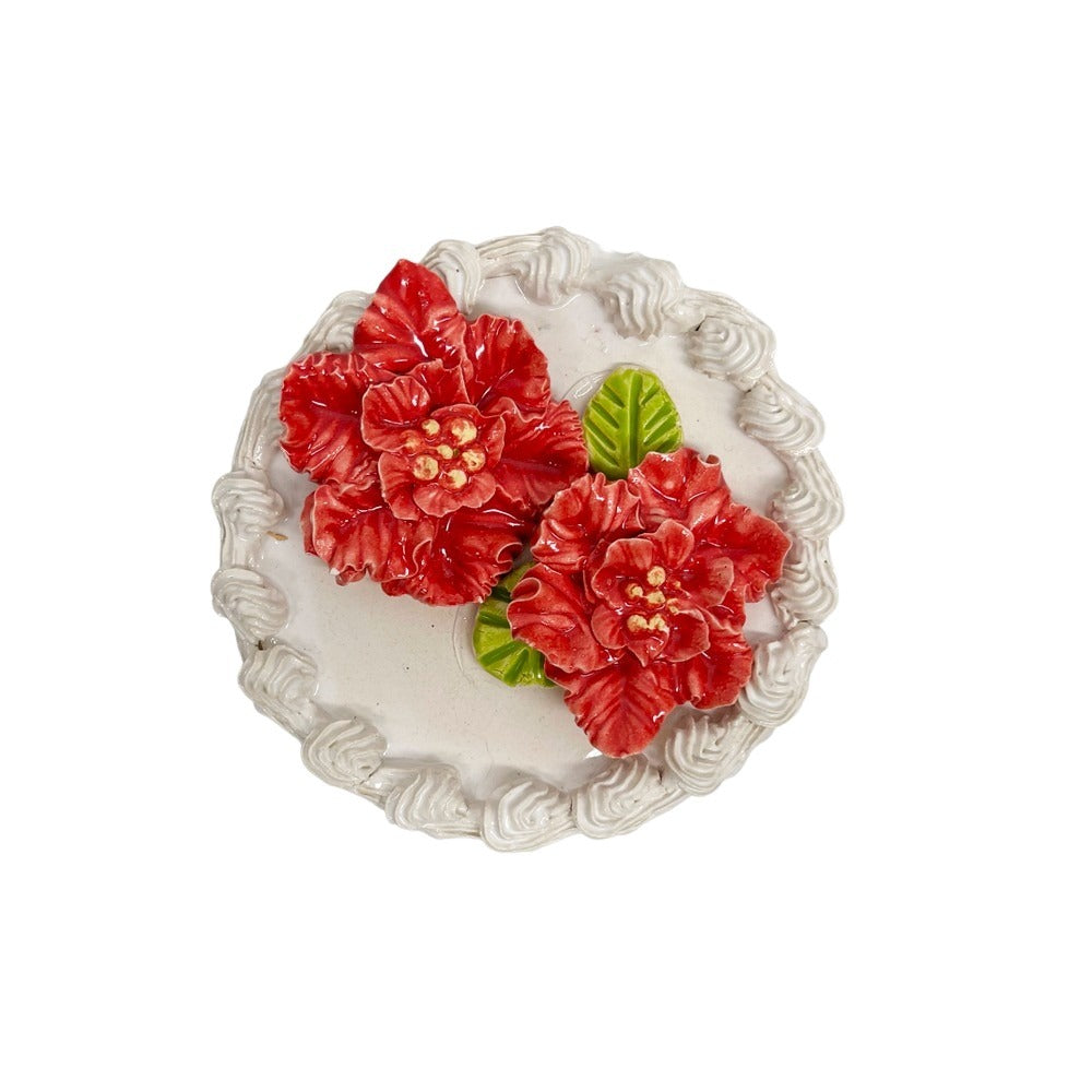 Red Poinsettia Topped Vanilla Cake 3