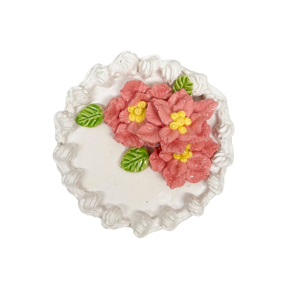 Pink Poinsettia Topped Vanilla Cake 11