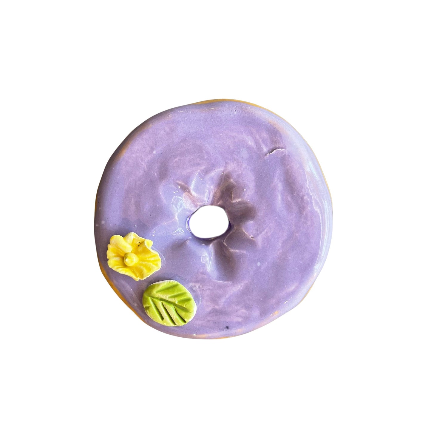 Lavender Donut with Yellow Hibiscus (Day Old)