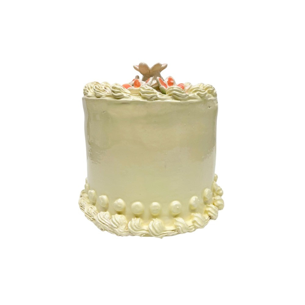 Lemon Cake With Coral Flowers 26