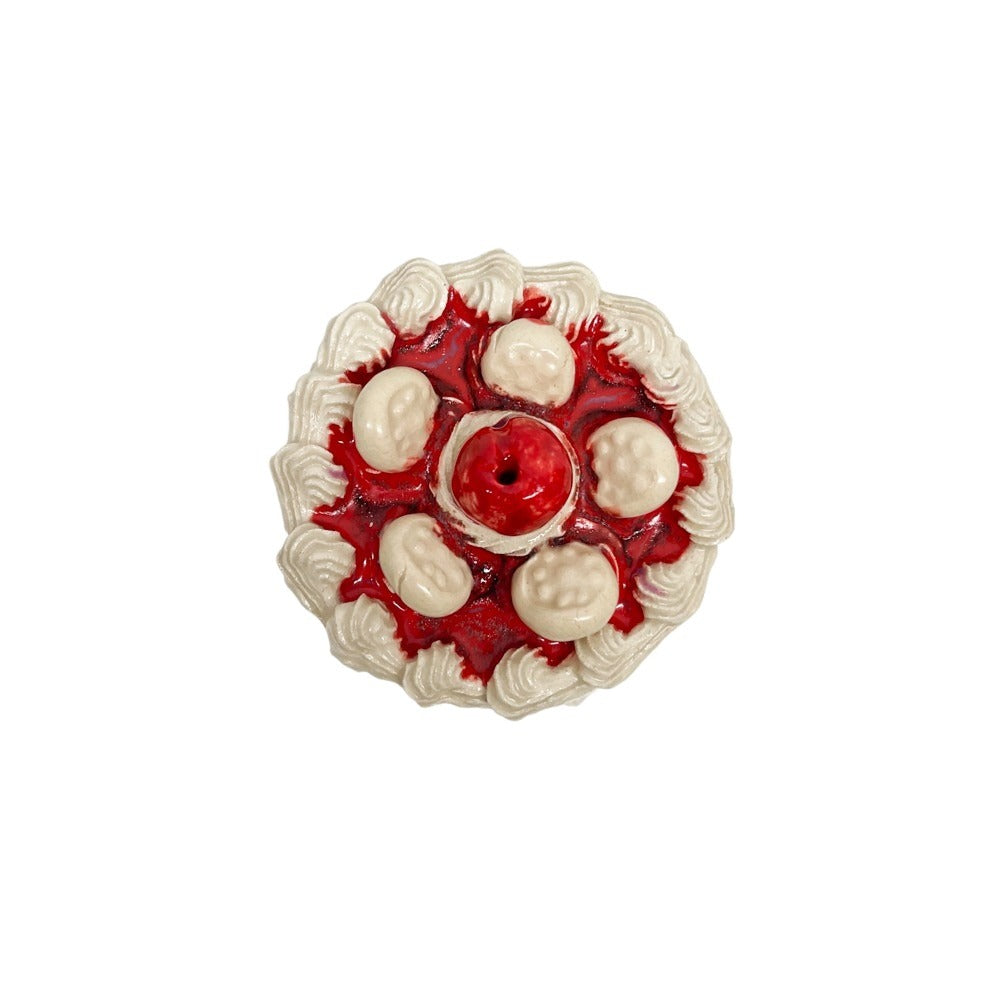 Cherry Topped Petite Vanilla Cake With Medallions 34