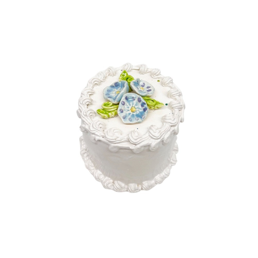 Vanilla Petite Cake With Blue Flowers & Vines 35