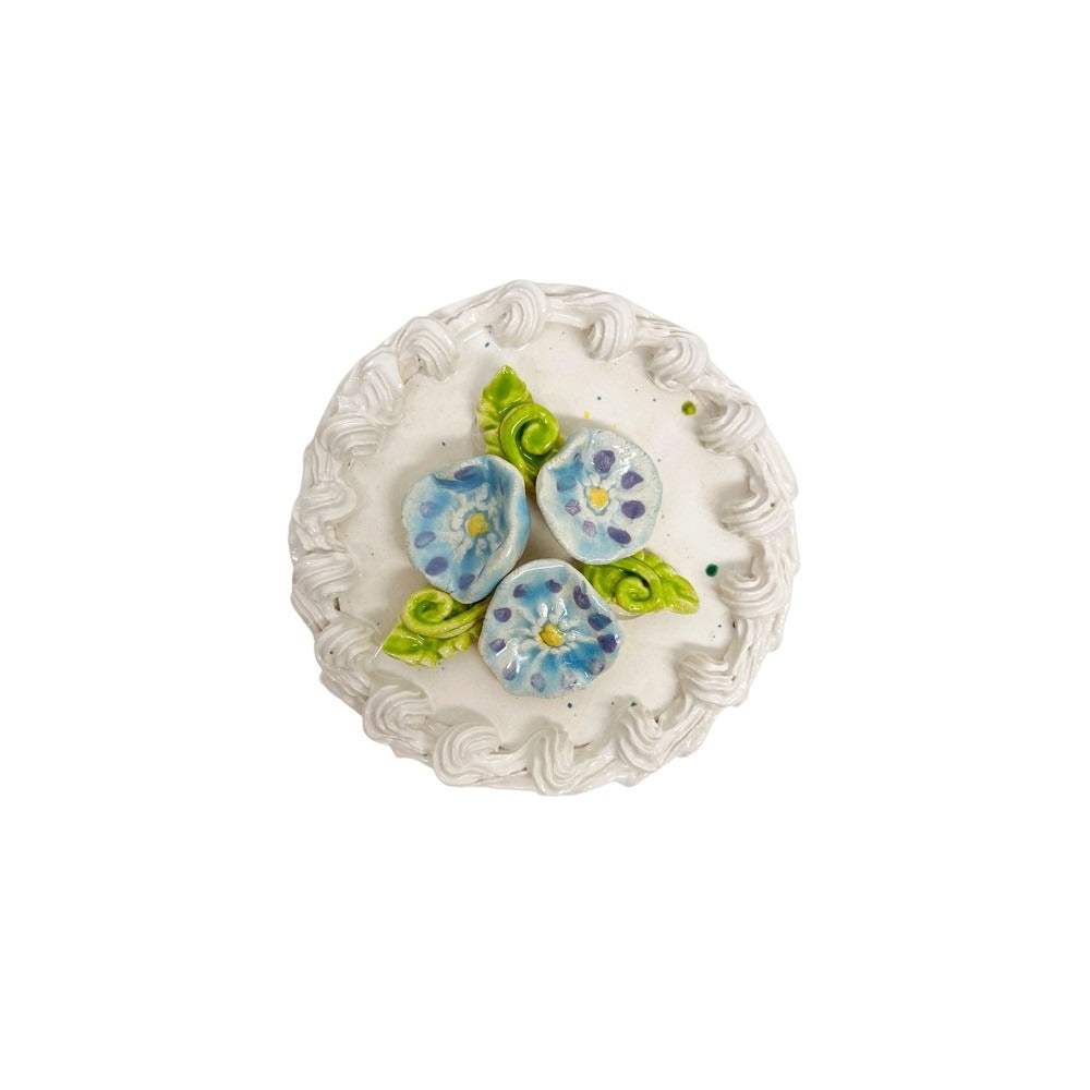 Vanilla Petite Cake With Blue Flowers & Vines 35