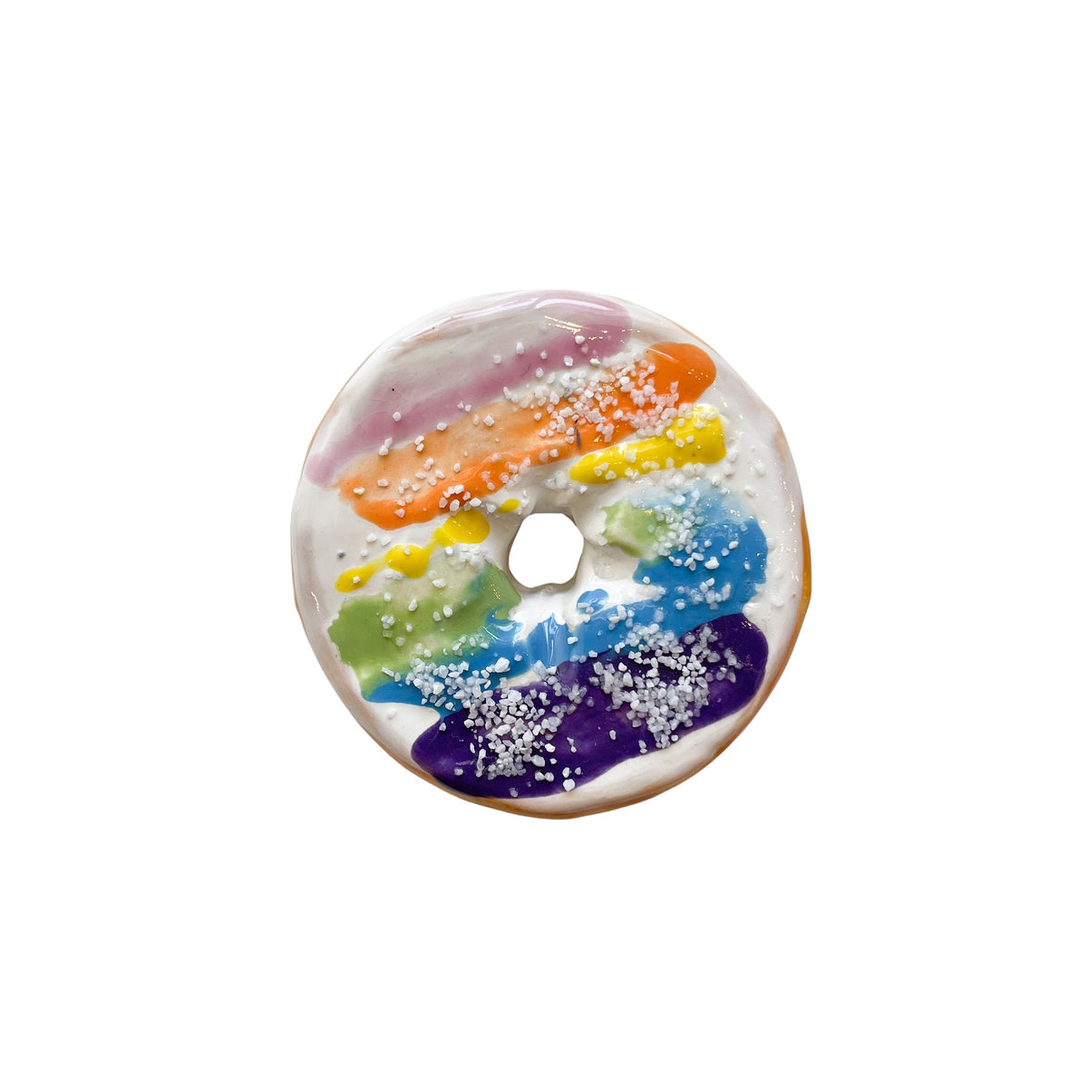 Watercolor Rainbow Donut With Sugar (Day Old)