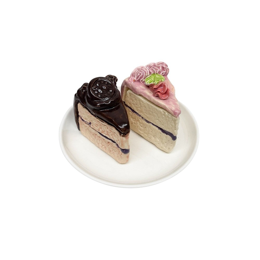 Plated Chocolate And Rose Cake Slices 32