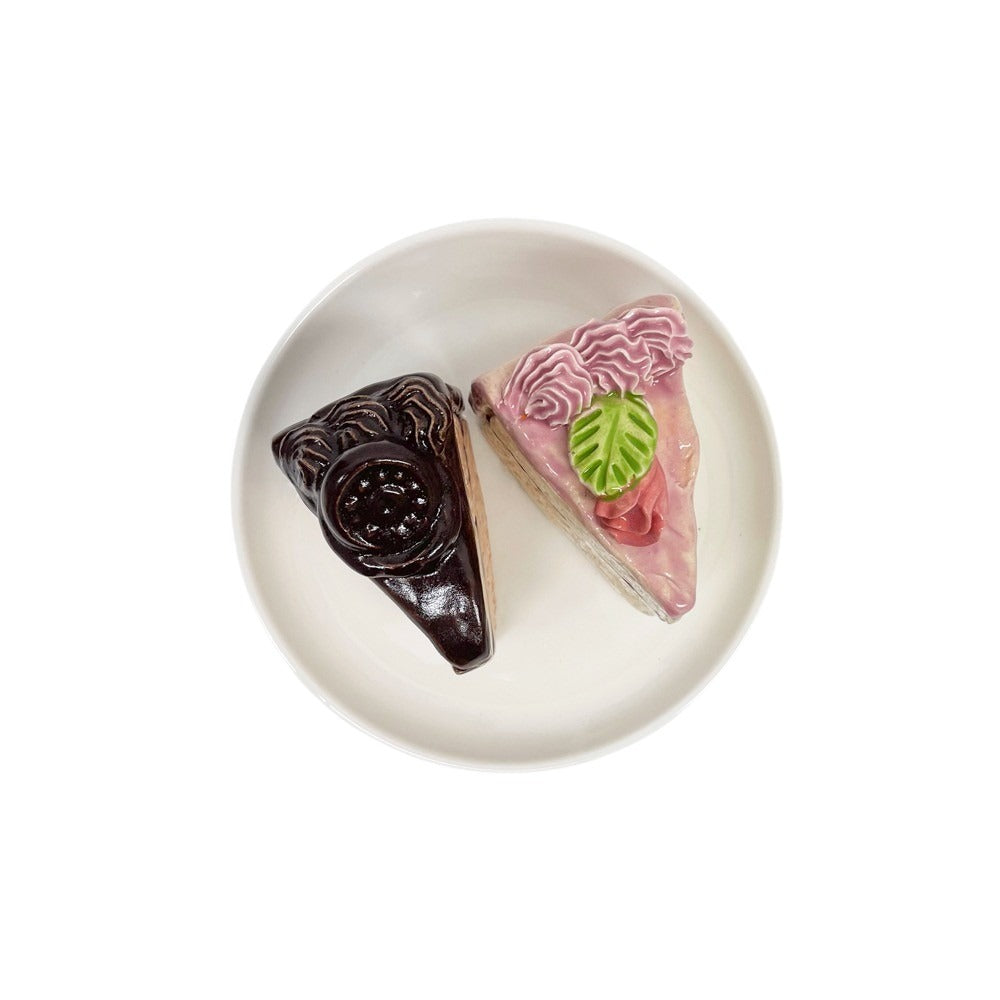 Plated Chocolate And Rose Cake Slices 32