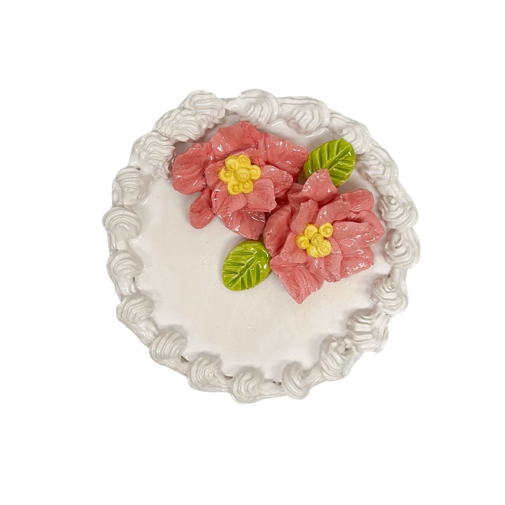 Pink Poinsettia Topped Vanilla Cake 21