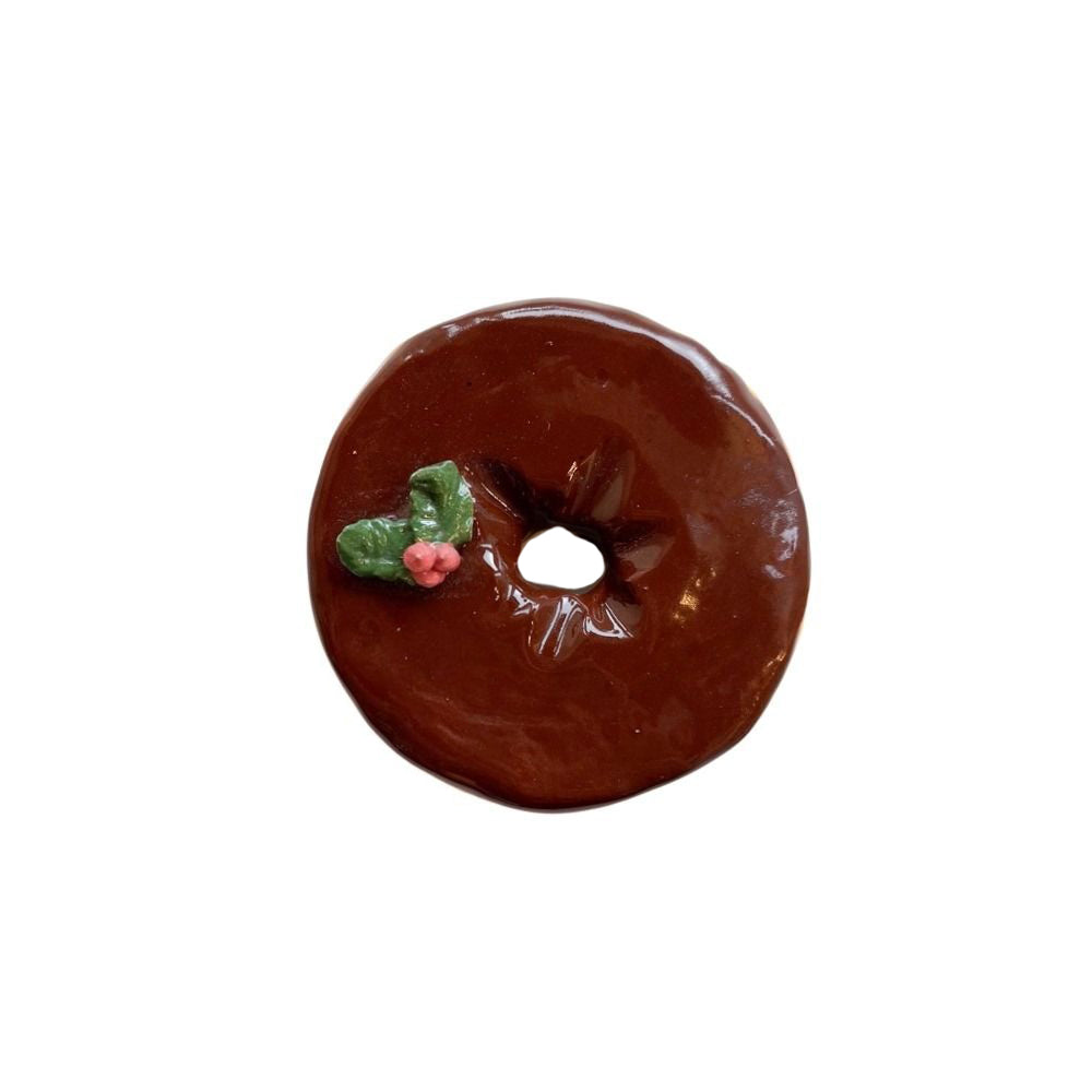 Chocolate Glaze Donut With Holly