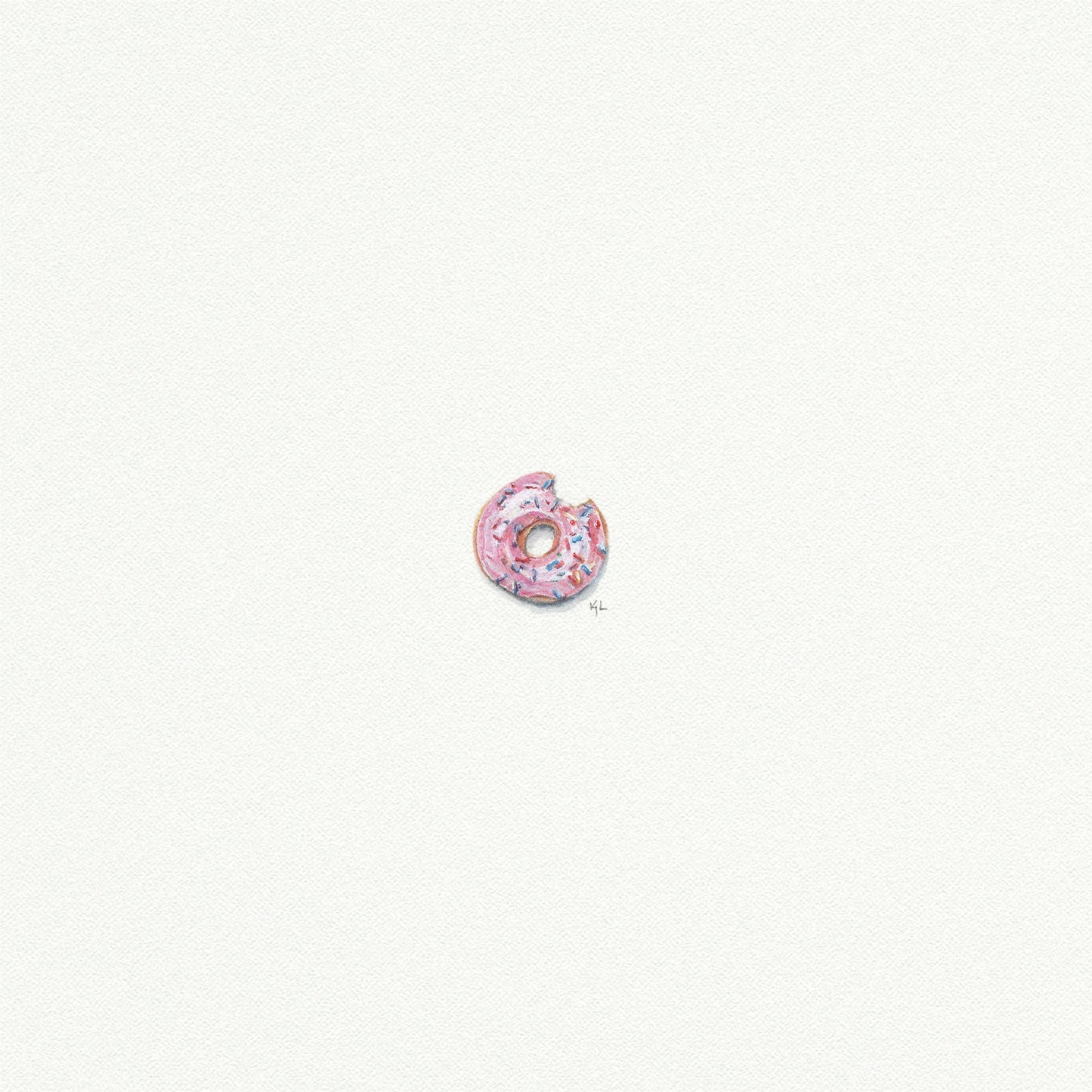 Strawberry Sprinkle Donut Miniature Watercolor Print