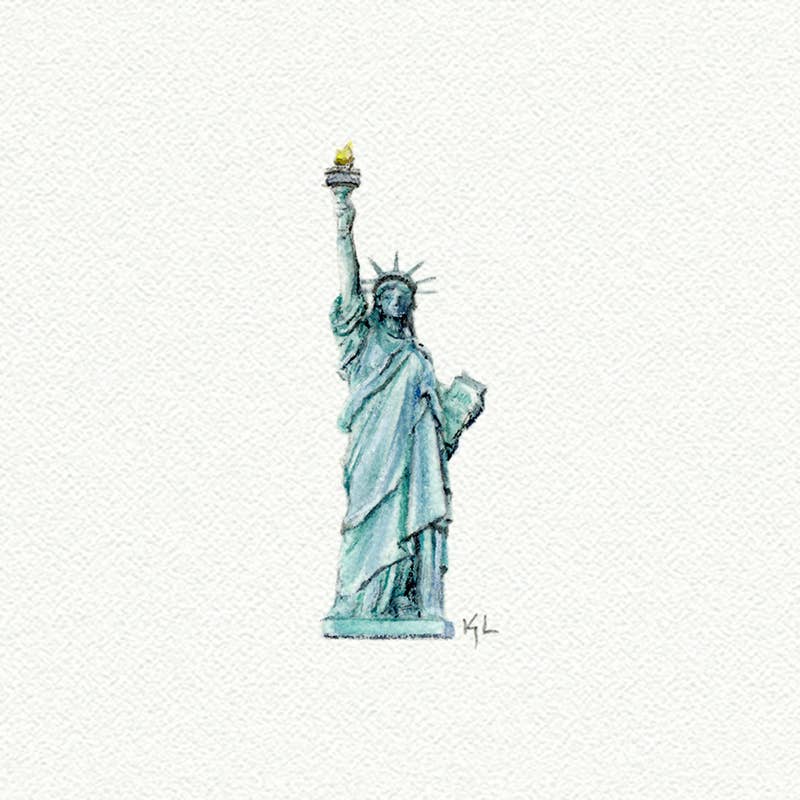 Statue of Liberty Miniature Watercolor Print