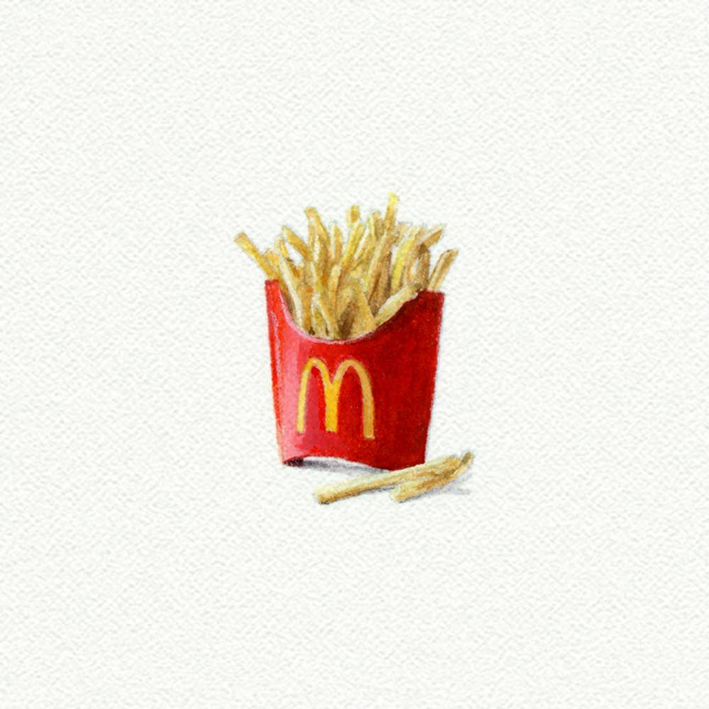 McDonald's French Fries Miniature Watercolor Print
