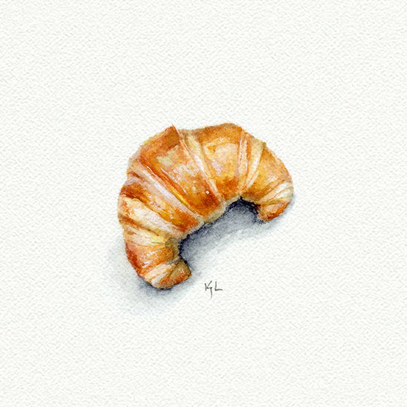 Croissant Miniature Watercolor Print