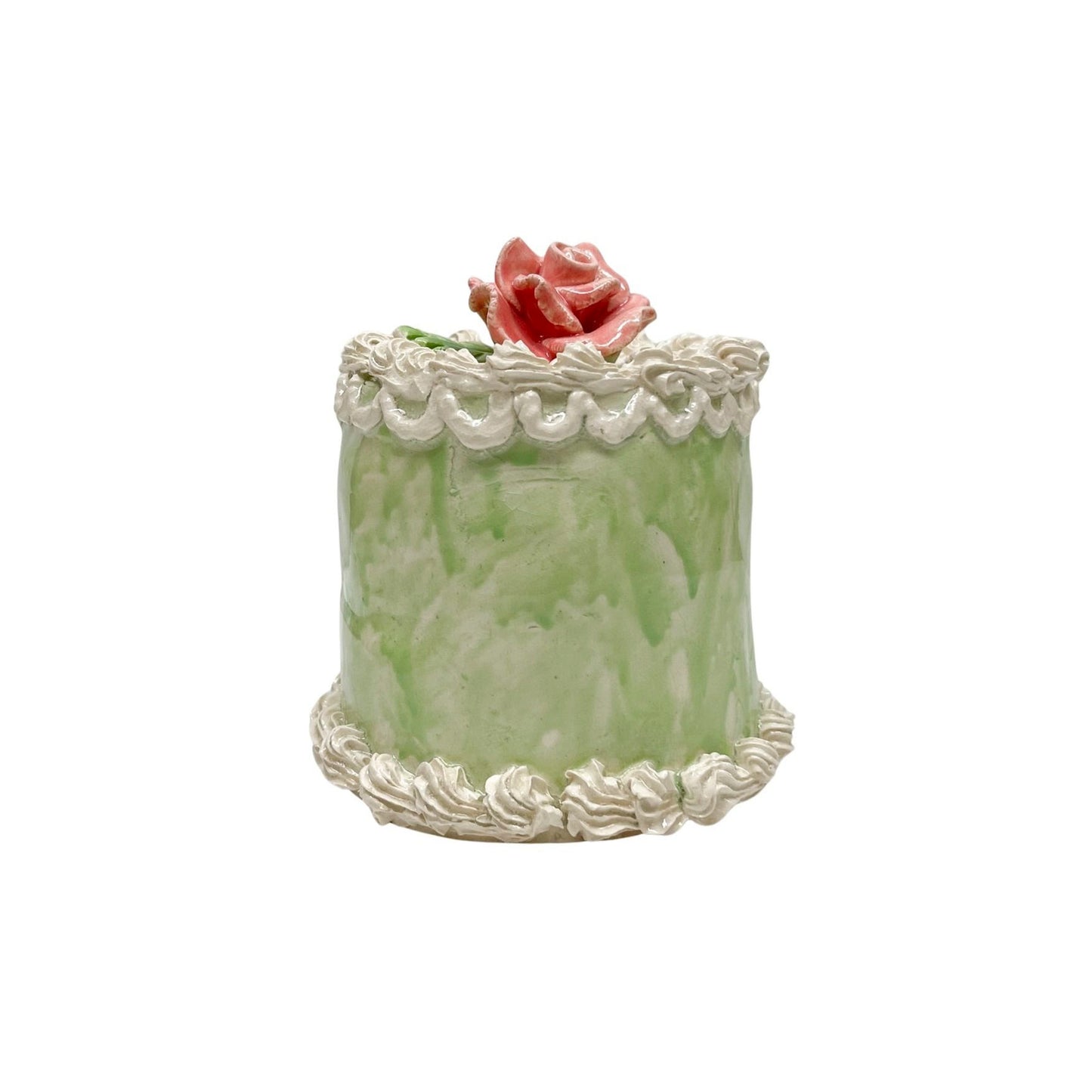 Petite Rose Topped Vintage Green Cake 18