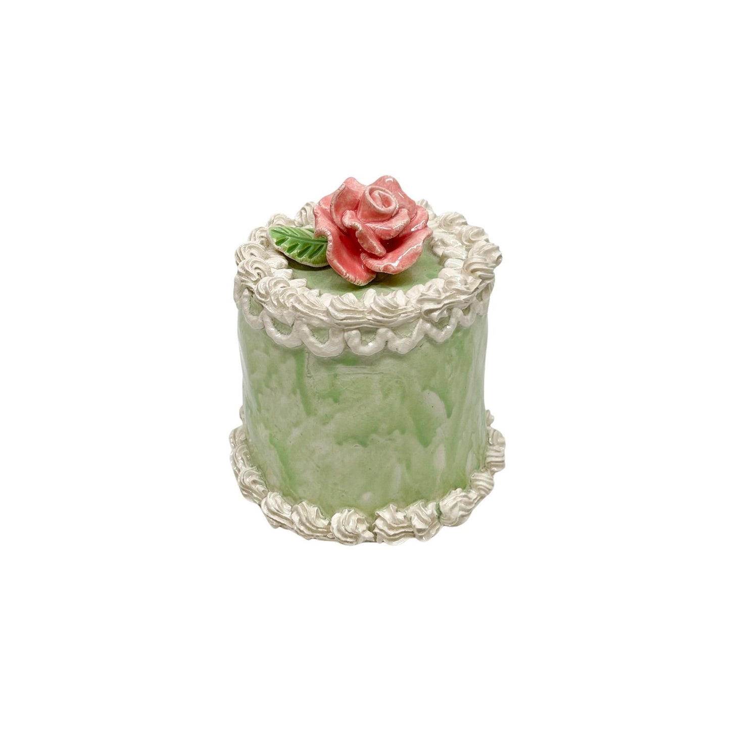 Petite Rose Topped Vintage Green Cake 18