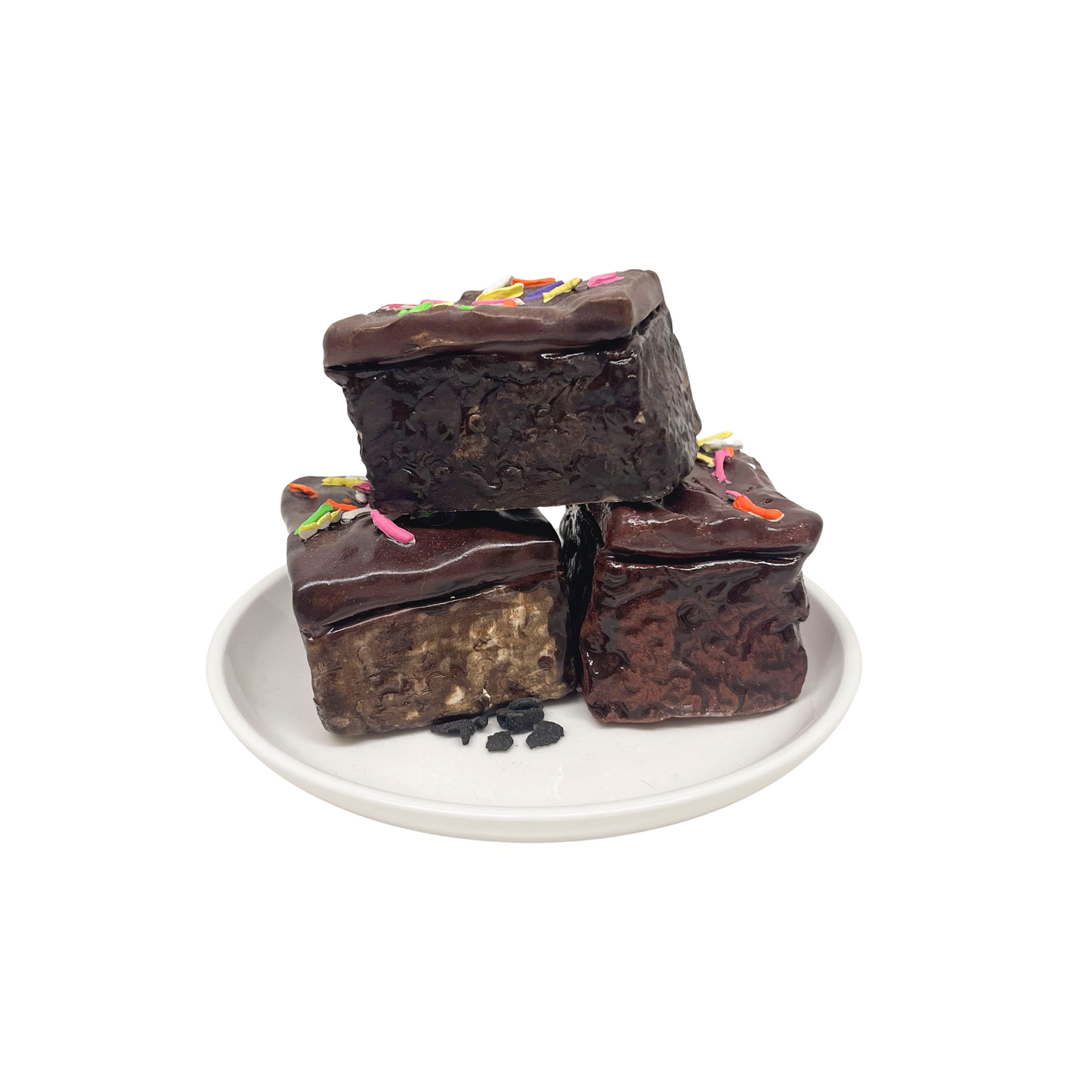 Three Plated Brownies With Sprinkles 33