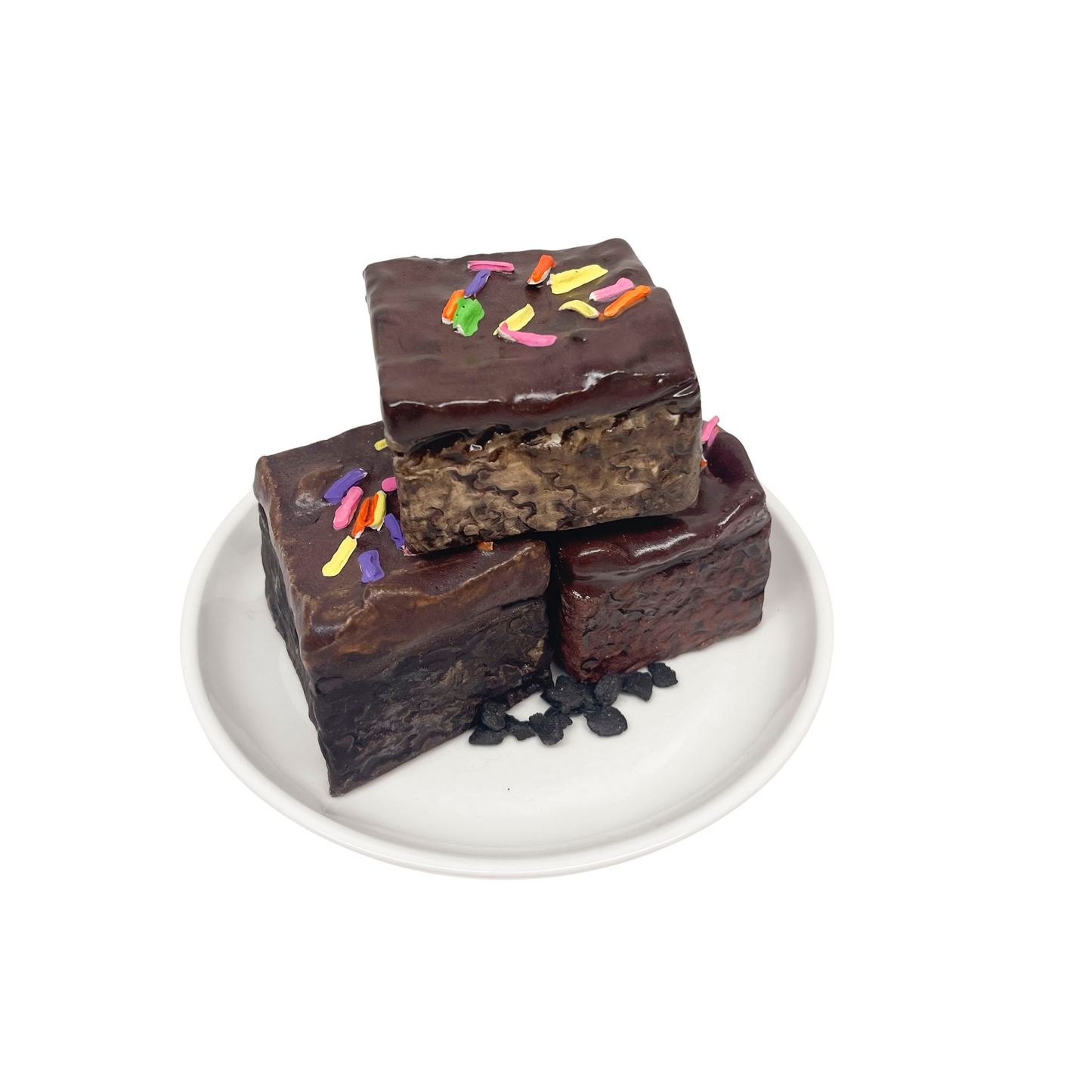 Three Plated Brownies With Sprinkles 37