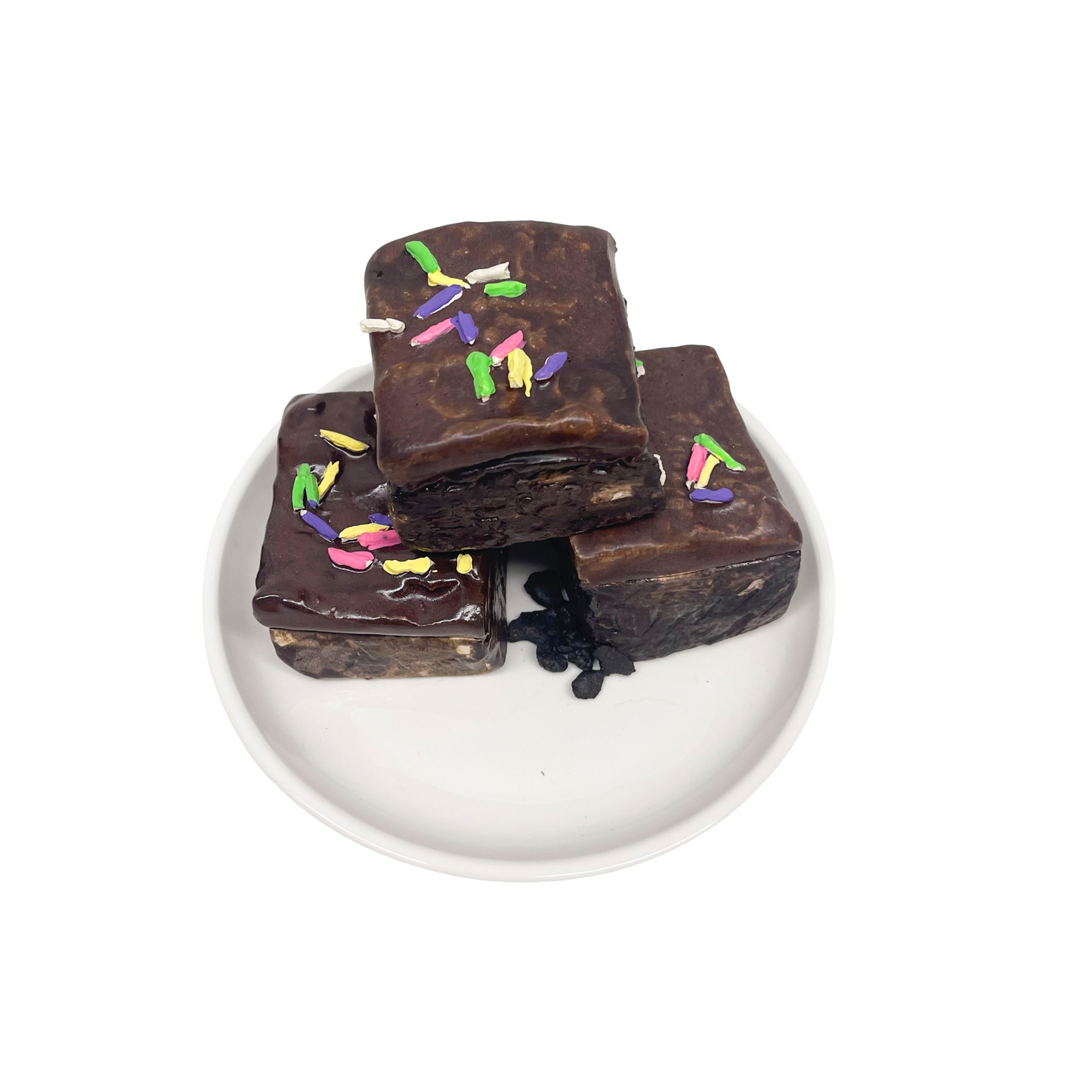 Three Plated Brownies With Sprinkles 34