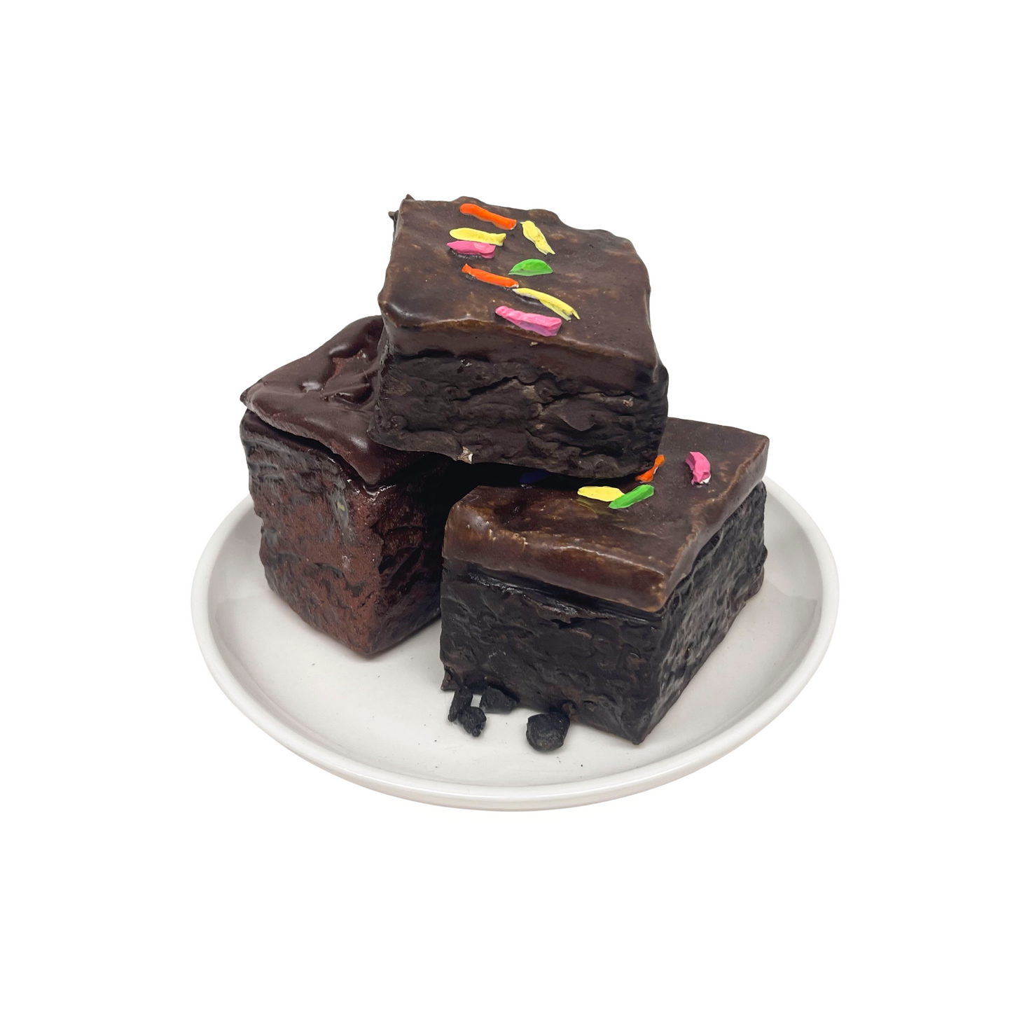 Three Plated Brownies With Sprinkles 32