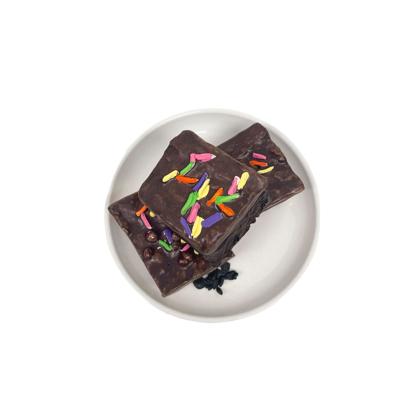 Three Plated Brownies With Sprinkles 30