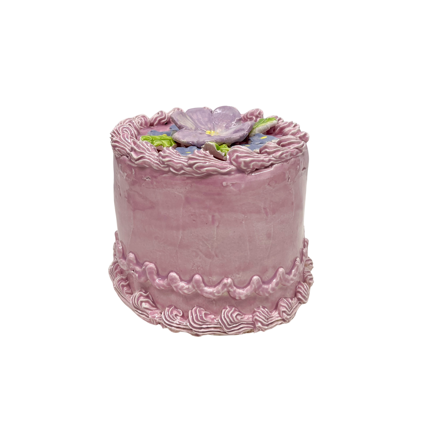 Pink Cake With Purple Flowers 10