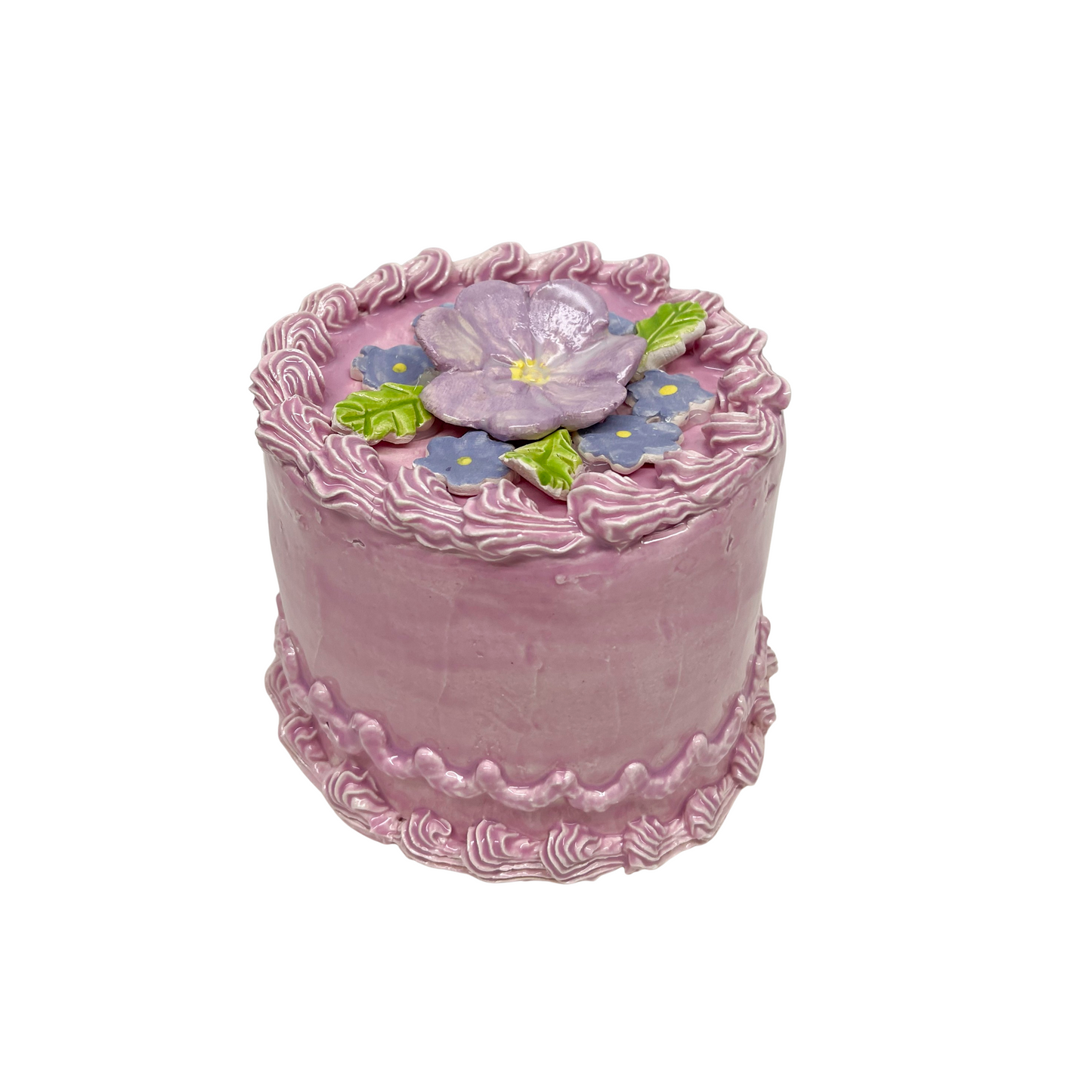 Pink Cake With Purple Flowers 10