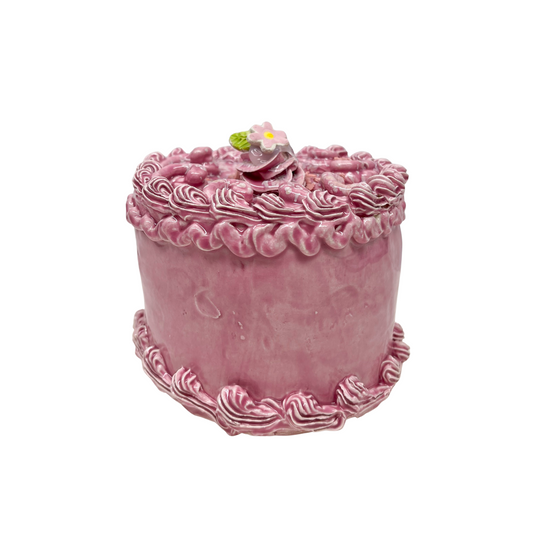 Pink Swirly Topped Cake With Flower 7