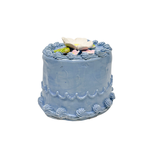 Blue Cake With Multi Flowers 16