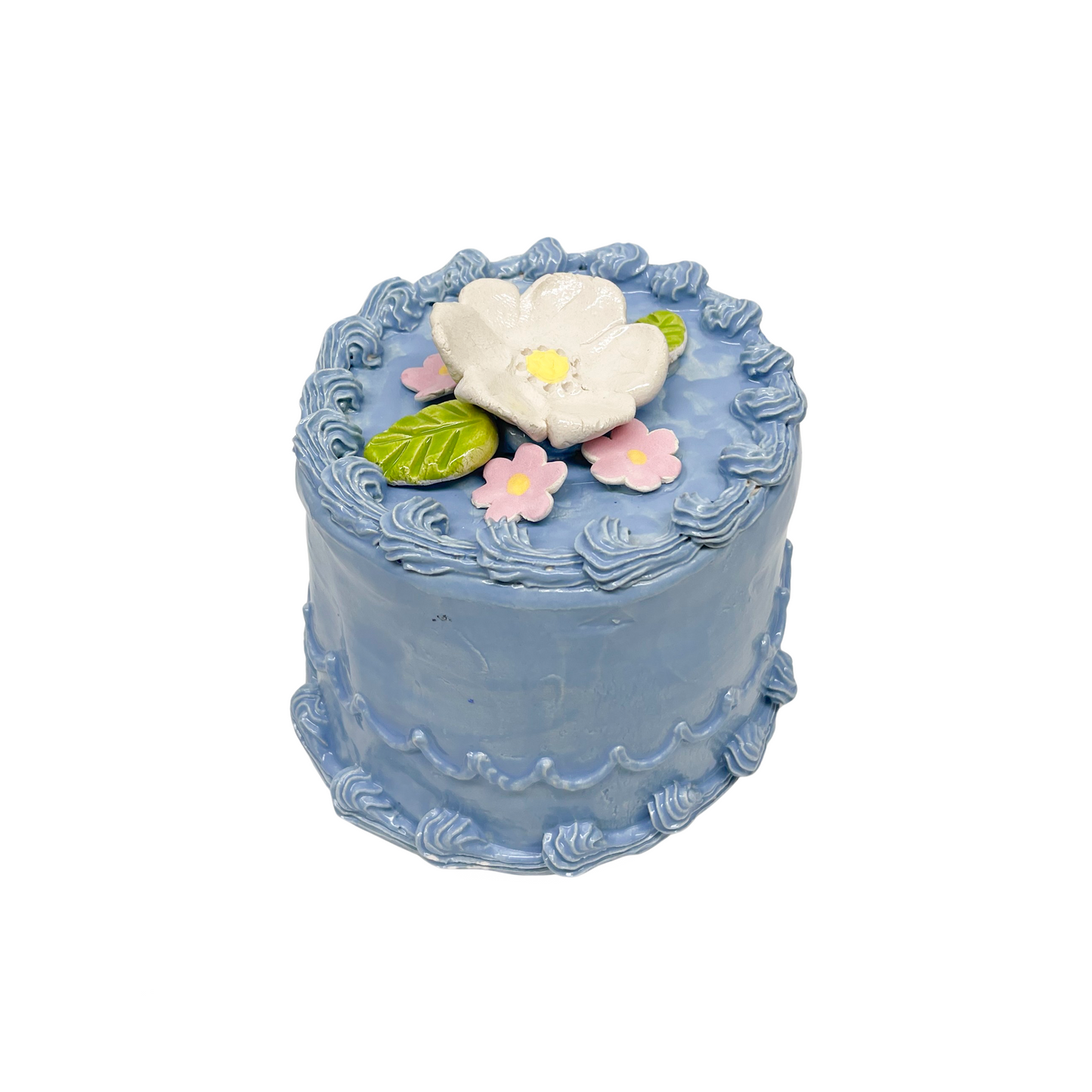 Blue Cake With Multi Flowers 16