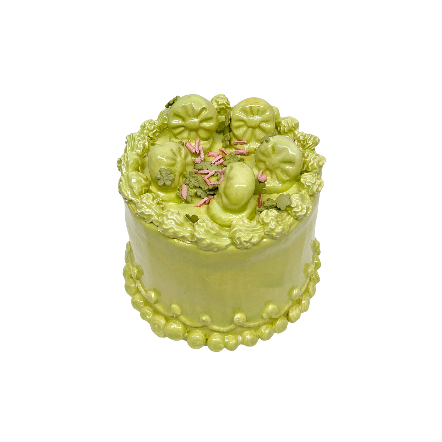 Chartreuse Shamrock Cake With Pink Sprinkles 15