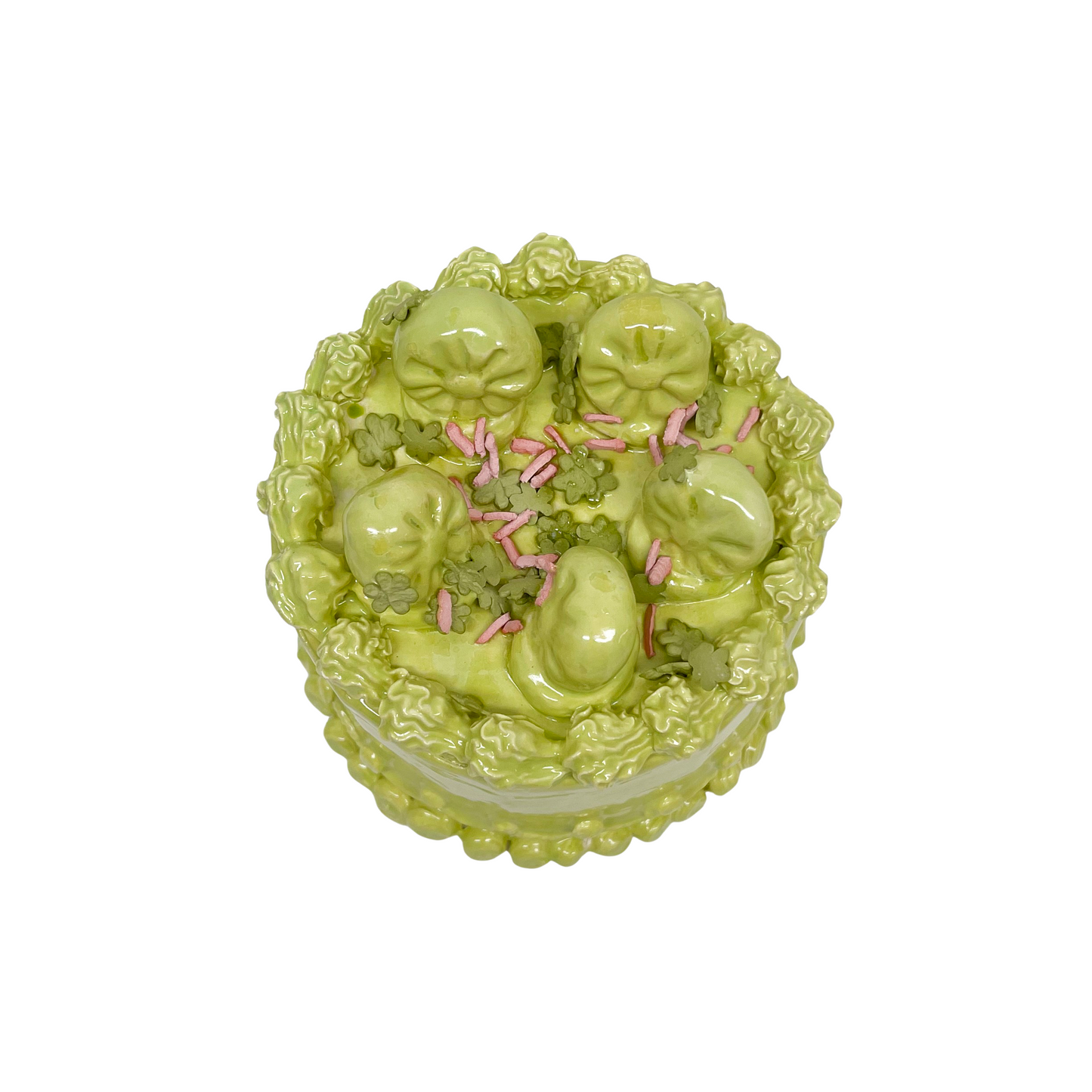 Chartreuse Shamrock Cake With Pink Sprinkles 15