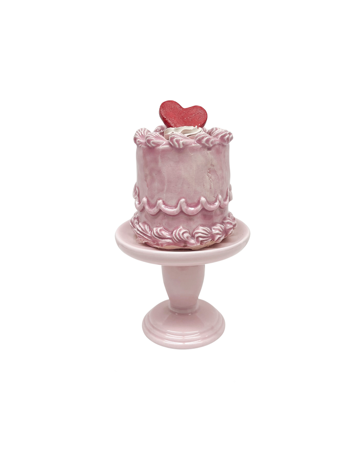 Heart Topped Pink Cake On Pedestal 6